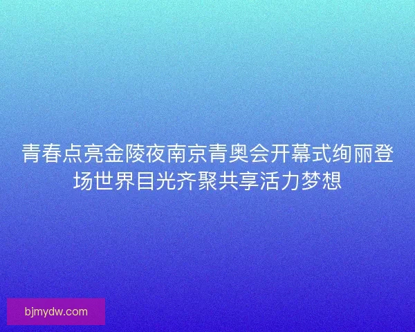 青春点亮金陵夜南京青奥会开幕式绚丽登场世界目光齐聚共享活力梦想 青春点亮金陵夜南京青奥会开幕式绚丽登场世界目光齐聚共享活力梦想